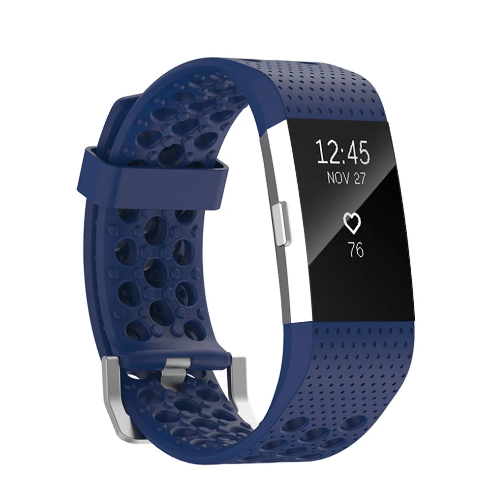 Navy Blue C2TQ) ремешок для часов FitBit Charge 2 полосы мягкий спортивный браслет дышащий браслет для Large Charge 2 большой маленький - Цвет: Navy Blue