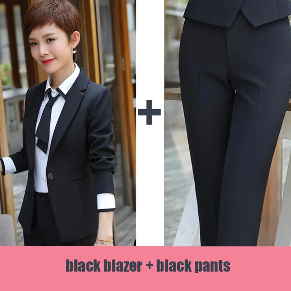 blazer and pants Юбка костюм женщина бизнес костюмы офис единые конструкции для женщин Элегантная Рабочая деловой костюм для плюс разме - Цвет: blazer and pants