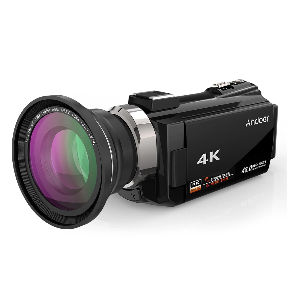 Andoer 4K 1080P 48MP WiFi цифровая видеокамера с широкоугольным макрообъективом емкостный