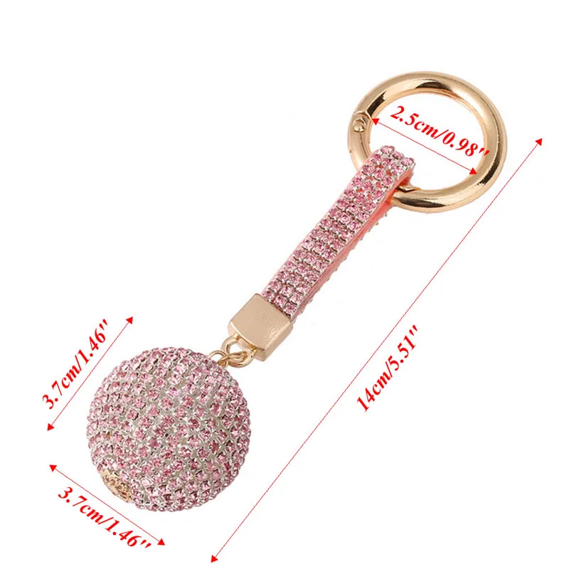 1 шт. женский брелок Стразы с кожаным шариком|Брелоки| |