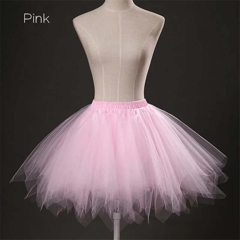 Pink Короткие юбки Лолиты в стиле рокабилли на Хэллоуин с рюшами, Женские винтажные юбки 1950 s, Кринолины, пышная юбка-пачка для танцев, юбка-комбинация, Новинка - Цвет: Pink
