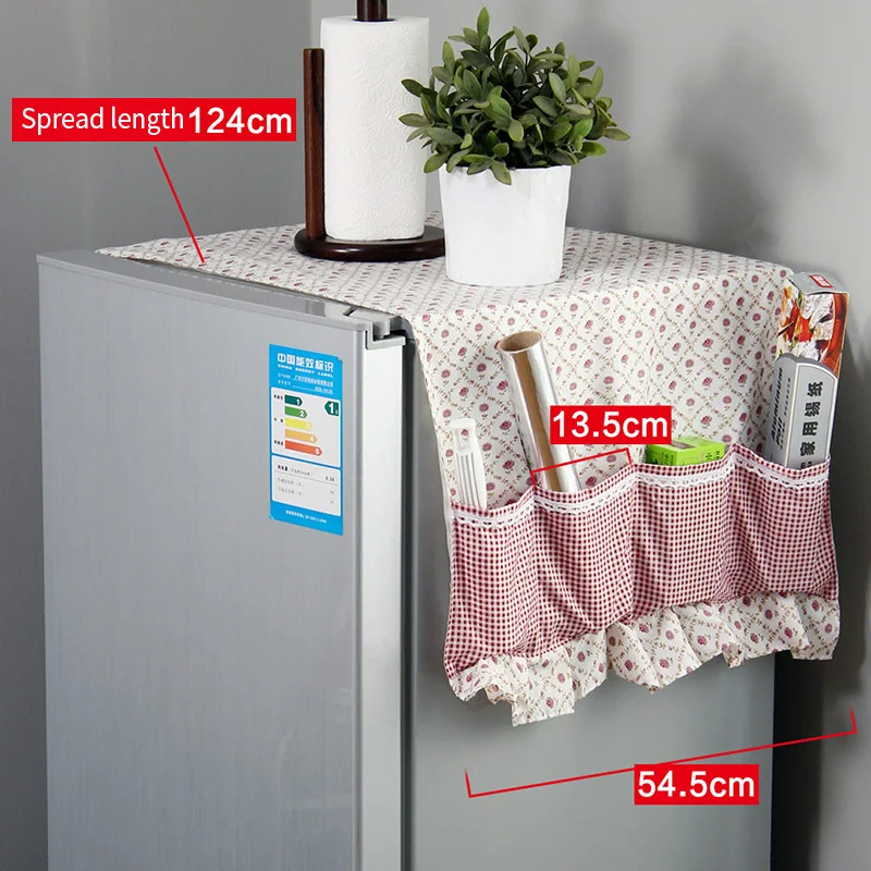 ORZ Practical Fridge Lattice Refrigerator Dust Proof Cover Muti-Functional Pouch Organizer Duster Cloth Kitchen Storage Holder | Дом и сад
