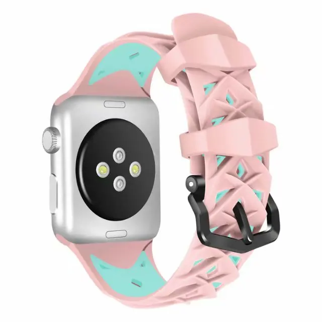 Силиконовый ремешок с ромбовидным узором для iwatch 4 3 2 1 двухцветная Спортивная