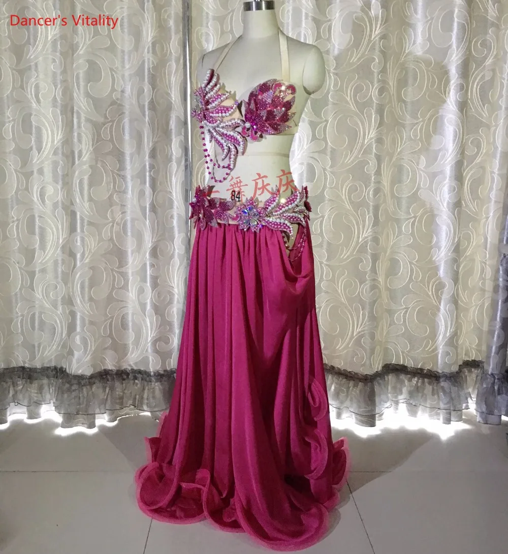 Женский комплект для танца живота из 2 предметов топ и длинная юбка стразы |