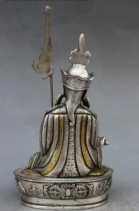 9&quot Tibet Buddhism Silver Gilt Guru Padmasambhava Rinpoche Phurba Dagger Statue | Дом и сад