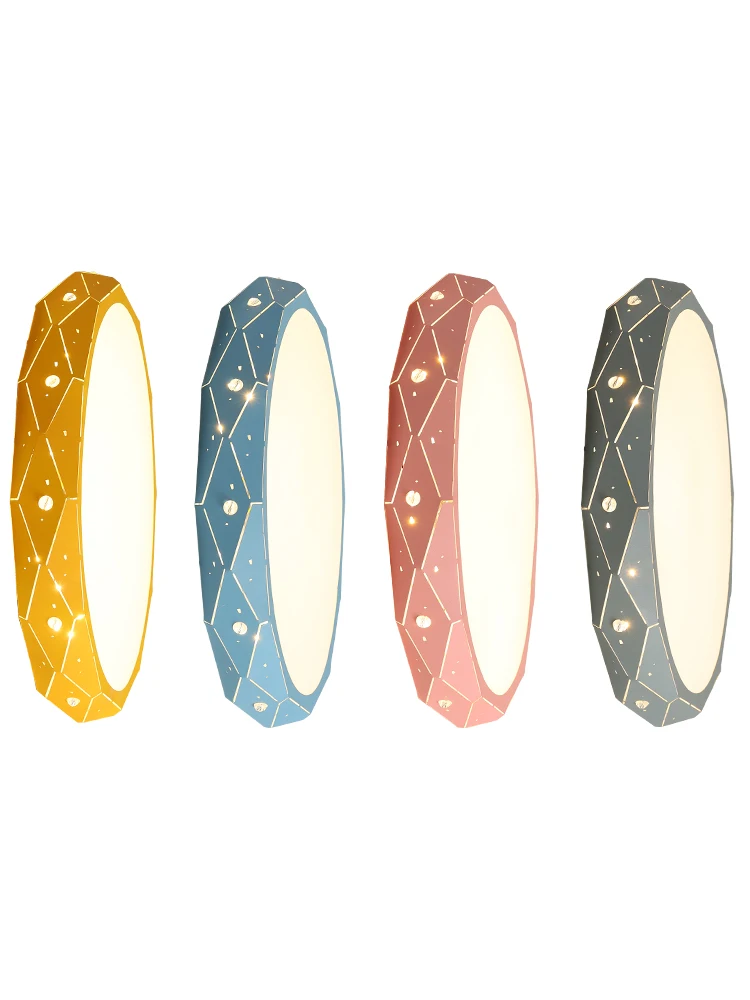 

Nordic style macarons ceiling lamp modern minimalist children's room color round warm romantic LED bedroom lamp