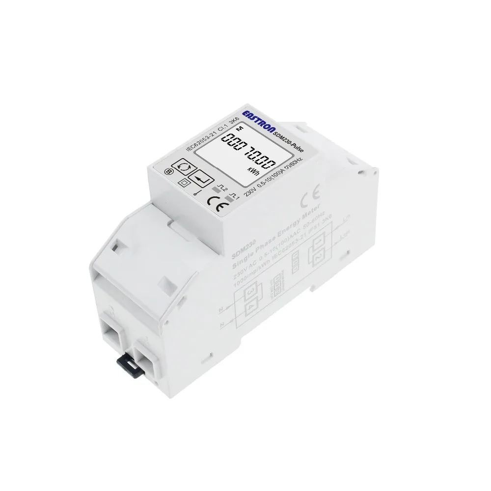 SDM230 импульсный, 230V 10(100) A, однофазный многофункциональный счетчик энергии импульсные выходы без среднего