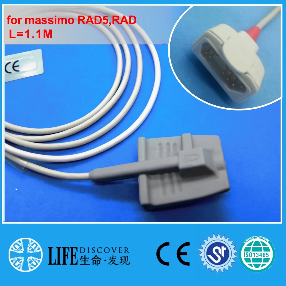 

Short cable adult soft silicone spo2 sensor for massimo RAD5,RAD8