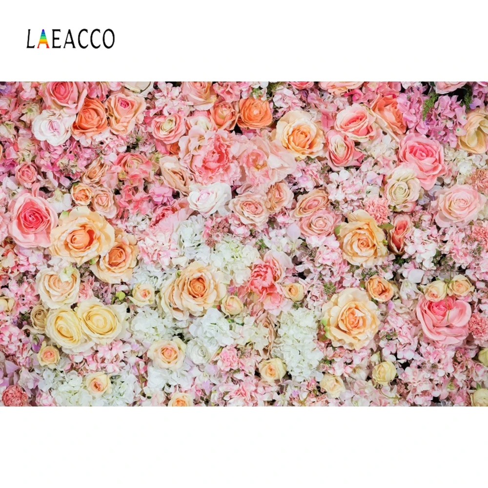 Laeacco Розовые Желтые чистые цветы Свадебные Декорации для фотосъемки