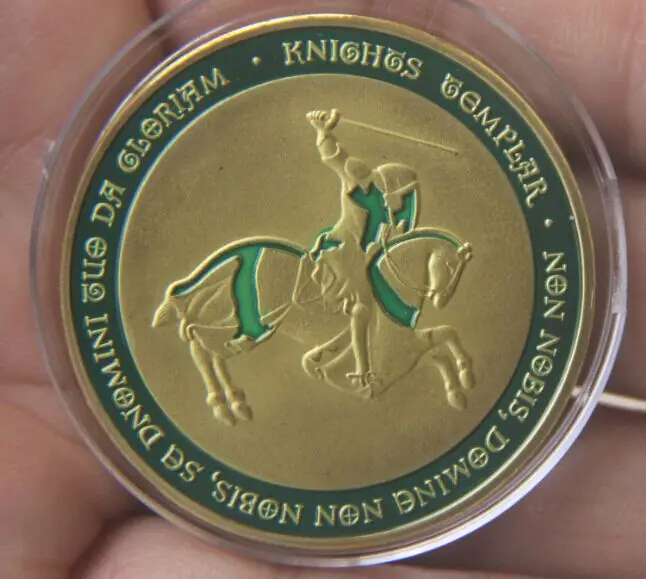 40 мм зеленый позолоченный заказ рыцарей медаль сувенир Templar|medal|medal of the ordermedal gold |