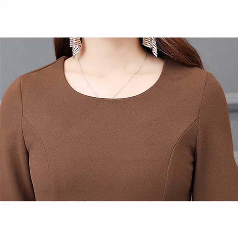 Женское платье миди с длинным рукавом большого размера|Женские платья| |