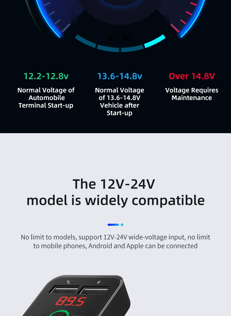 Новое V5.0 автомобильное зарядное устройство для мобильного телефона, громкая связь, fm-передатчик, Bluetooth 5,0, автомобильный комплект, ЖК MP3-плеер, двойное автомобильное usb-устройство для зарядки телефона