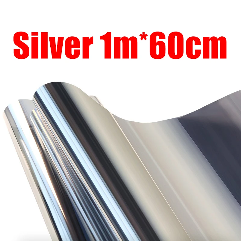 1M x 60cm Silver 15% VLT 500 см/300 см/100 см x 60 см оконная пленка односторонняя Зеркальная Наклейка УФ отторжение Privacys оконная тонированная пленка для автомобиля домашнего стекла - Цвет: 1M x 60cm Silver