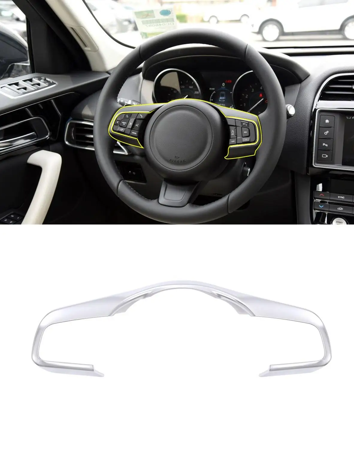 ABS Chrome Steering Wheel Sticker Decorative Frame Cover Trim For Jaguar XE XF F-Pace F-pace2016 | Автомобили и мотоциклы