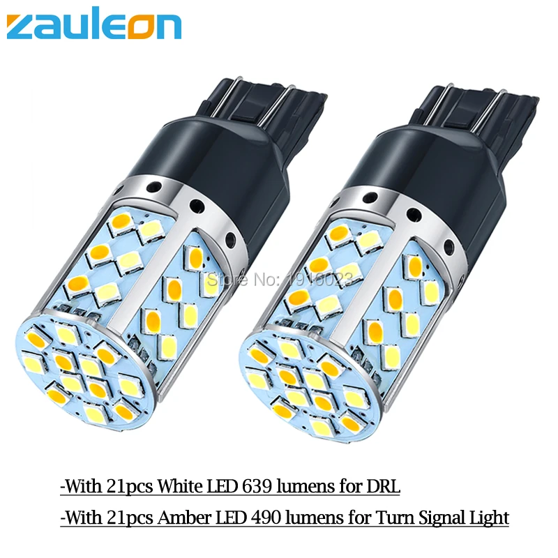 Zauleon 2 шт. T20 7443 W21/5 Вт двухцветный Янтарный белый ДХО СВЕТОДИОДНЫЙ Переключатель