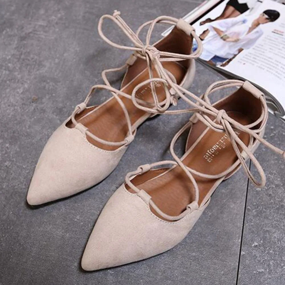 2018 модная женская обувь женские Замшевые балетки на плоской подошве с острым