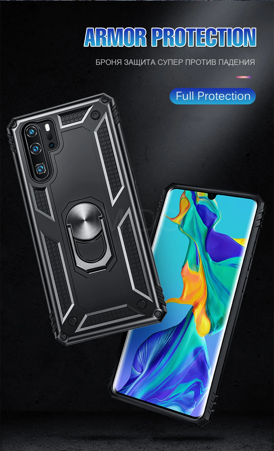 Роскошный армированный противоударный чехол для huawei P30 Pro P Smart, мягкий чехол-бампер для huawei Honor 10 P30 Lite, кольцевой чехол
