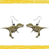 tyrannosaurus acrylic dinosaur earrings jewelry women gift gir party french steel earring kis toy men loved new pendant charms