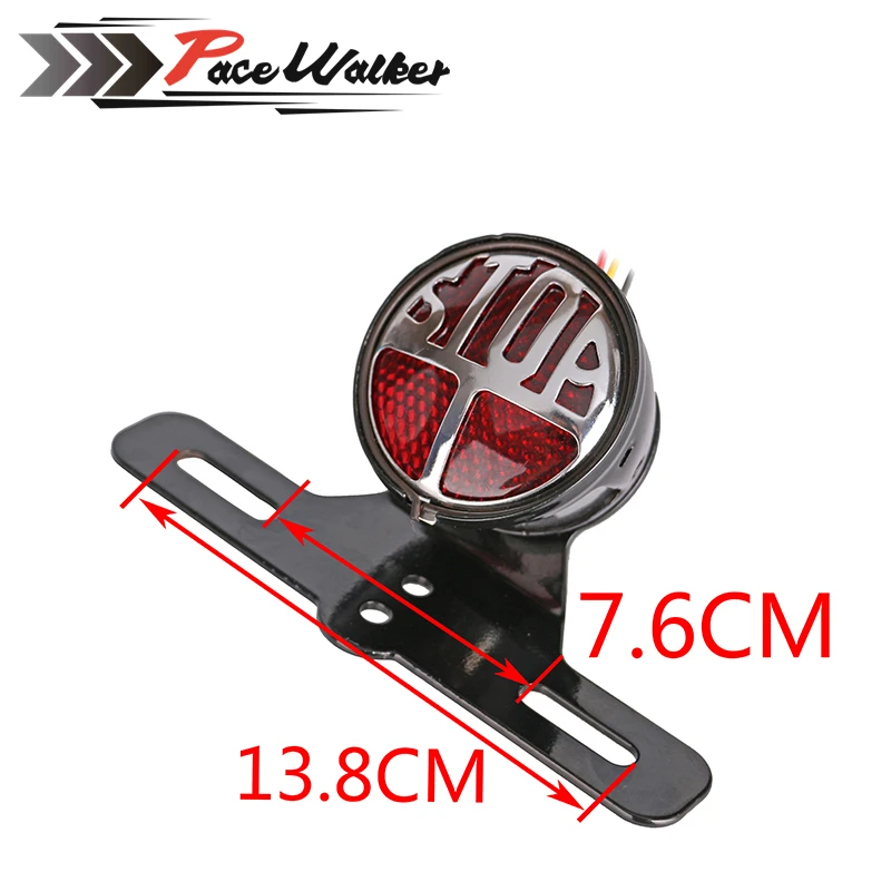 Hot Red and Black Rod Bobber Chopper Cafe Racer Tail STOP Light Chop Universal XS650 CB750 |