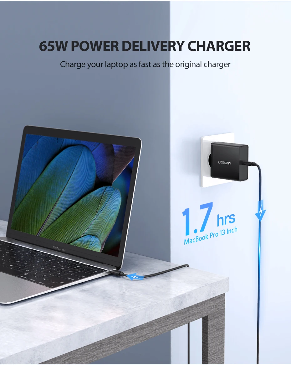 Ugreen PD 65 Вт Зарядное устройство USB type C зарядное устройство для Apple MacBook воздушный iPad Pro samsung ASUS acer планшет зарядное устройство для nintendo Switch