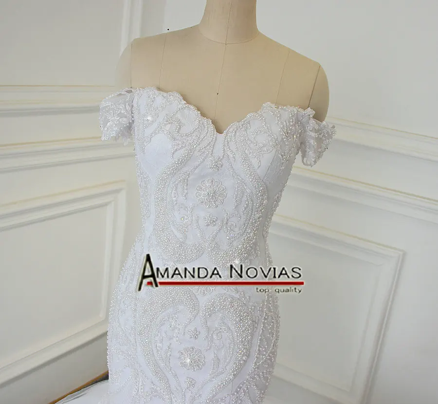 Роскошное платье Русалочки с бусинами 100% реальные фотографии Amanda Novias 2017 | Свадьбы