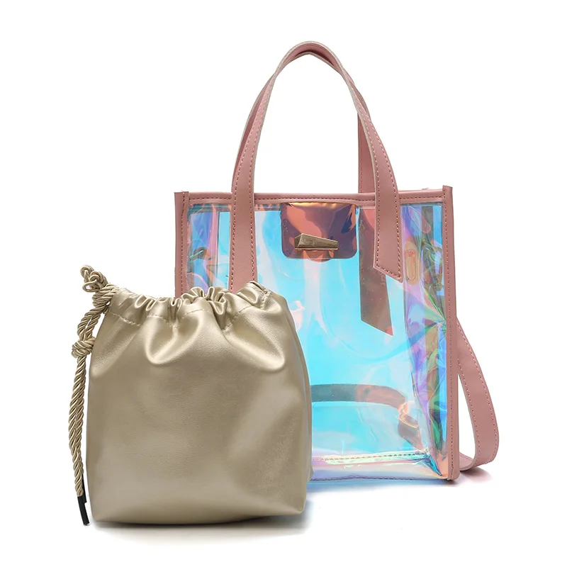Huangheng women summer casual tote bag new female transparent clear pvc plastic | Багаж и сумки