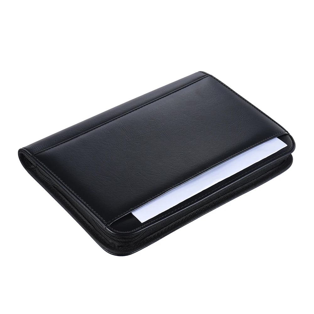 Padfolio папка A5 из искусственной кожи Бизнес чехол для документов Органайзер на молнии с калькулятором держатель для карт Memo