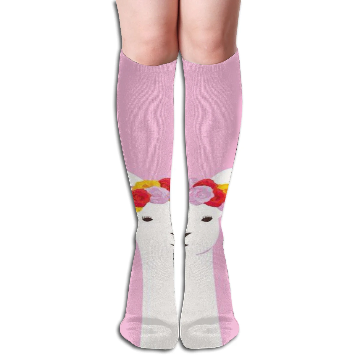 SAMCUSTOM индивидуальный заказ ламы 3D печать женские kawaii Гольфы модные милые чулки для девочек - Цвет: Фуксия