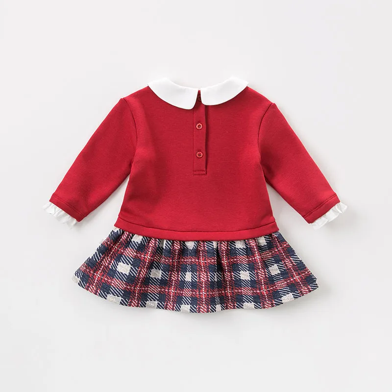 DBZ8926 dave bella baby girls Plaid Dress long sleeves autumn dresses kids dress children birthday party boutique | Детская одежда и