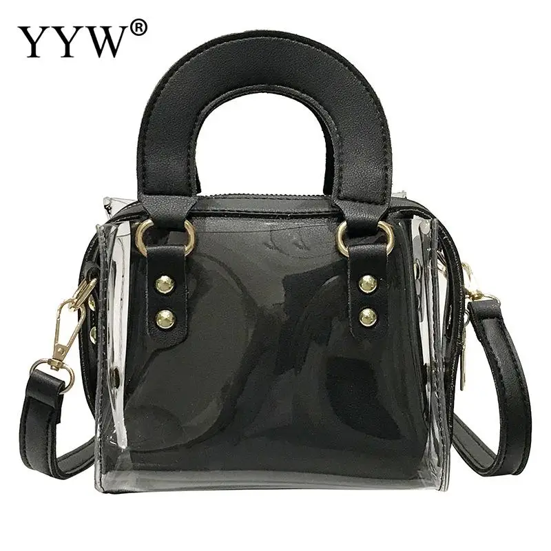 

Clear Transparent Jelly Candy Summer Handbag 2pcs New Fashion Women Tote Bags Shoulder Bag Woman Messenger Handbags Bolsa