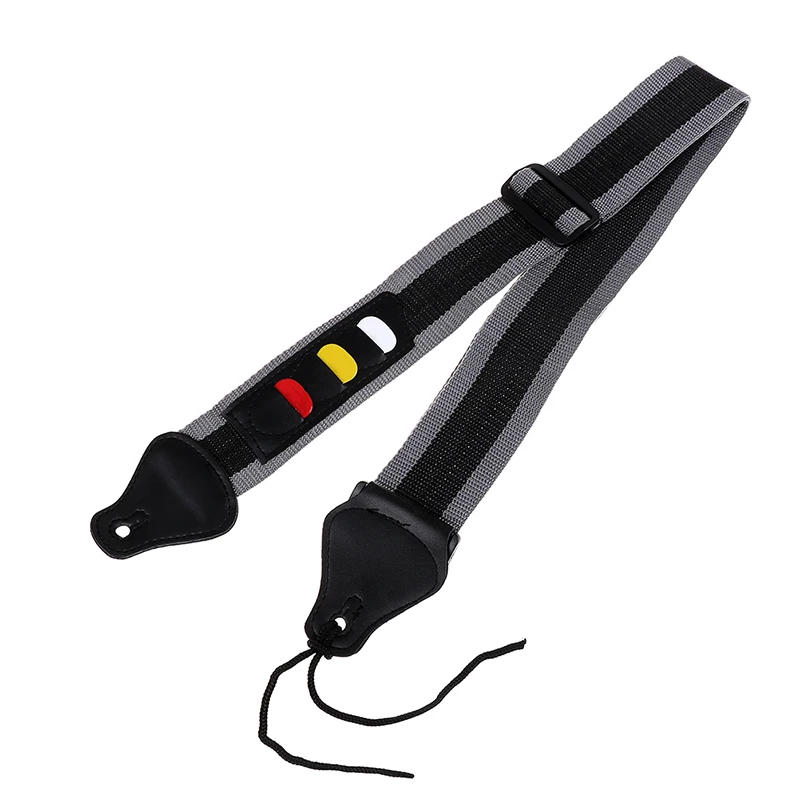 

Nylon Adjustable Acoustic Electric Soft Guitar Bass Strap With 3 Picks Youth Kids Gift