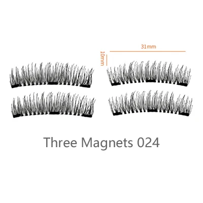 Three Magnets 024 Магнитные ресницы с 3 магнитами ручной работы 3D Магнитные ресницы натуральный накладные магнит для ресниц ресницы с подарочной коробкой для макияжа - Цвет: Three Magnets 024
