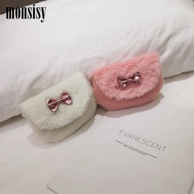 Monsisy/сумка через плечо из искусственного меха для девочек сумка на милый детский