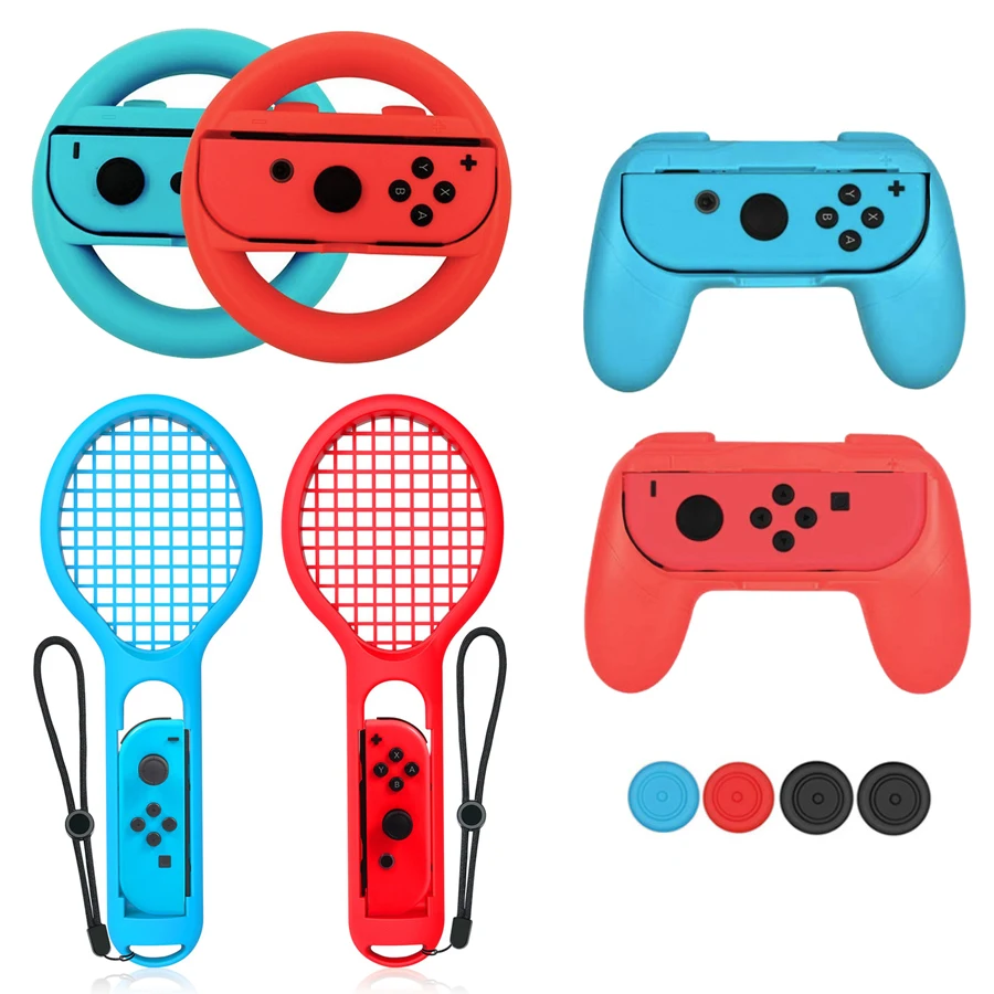 10 игровых аксессуаров для Nintendo Switch гоночное колесо + 2 рукоятки ракетки тенниса 4