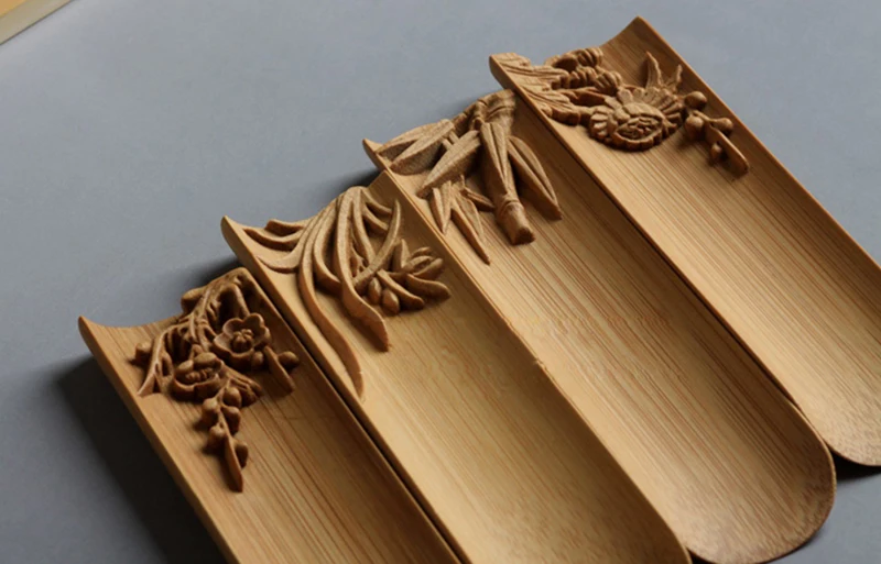 Натуральный Бамбук ручной работы резьба кофейные инструменты Лопата скобки