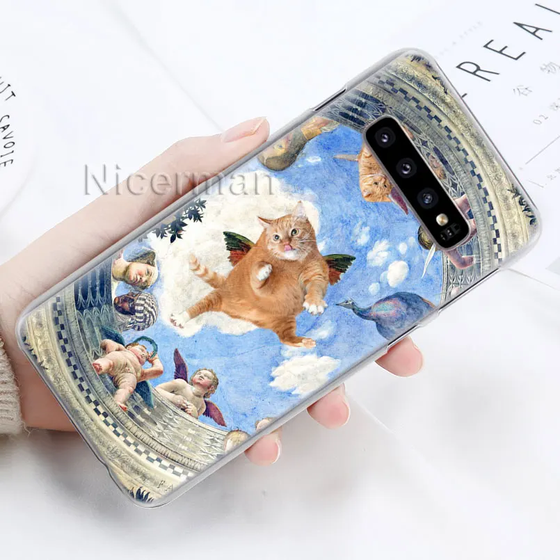 Чехол для телефона samsung Galaxy S10e S10 S8 S9 Plus S6 S7 Edge A40 A50 A70 M20, Забавный чехол с рисунком кота, красочная милая твердая обложка