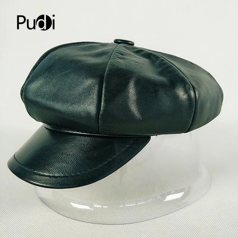 Pudi из натуральной кожи кепка газетчика женские/мужские зимние бейсболки Новый