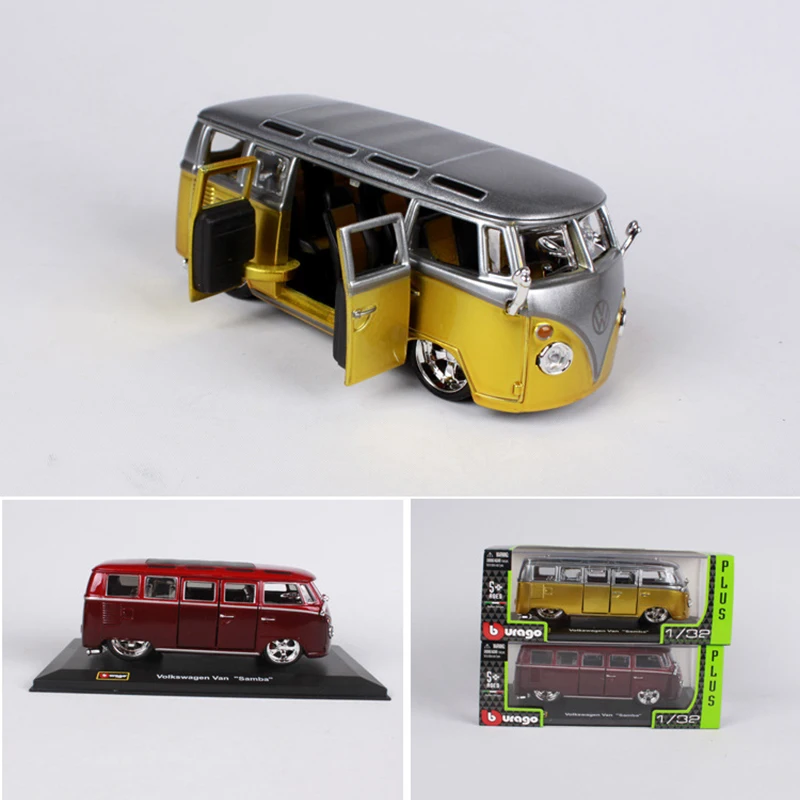 Красные и Желтые цвета 1/32 Масштаб Volkswagen VW Van Samba автобус модели коллекции подарки дисплеи