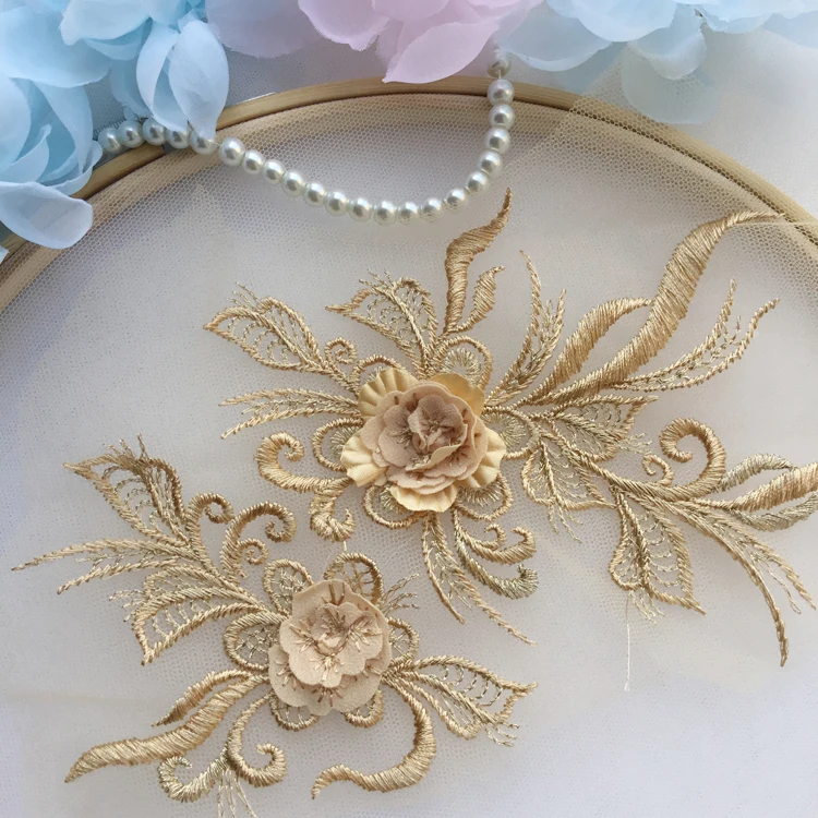 10Pcs/Lot 3D Lace Flower Patch Children's Dance Clothing Applique Tiara Costume Wedding Dress Feel Diy Fabric Accessories | Дом и сад