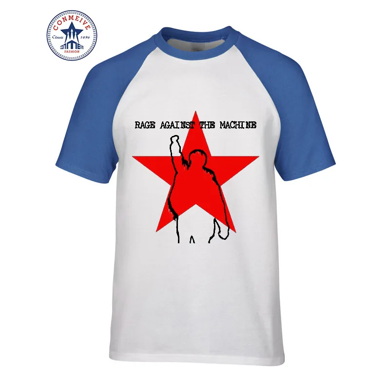 Новейшие модные футболки с коротким рукавом мужская одежда RAGE AGAINST THE MACHINE хлопковая забавная футболка для мужчин - Цвет: as the picture