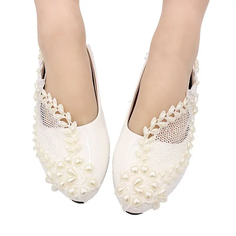 

Sorbern Fashion Wedding Shoes Lace Applique Bridal Shoes Beads Ladies Party Pumps Slip On Spike Heels High Heels Shoes