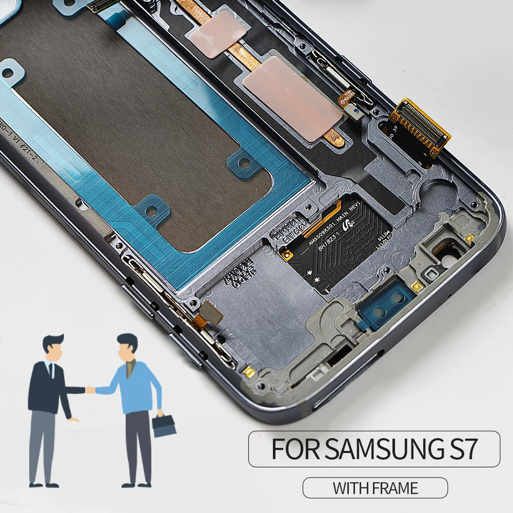 5," Super AMOLED для SAMSUNG GALAXY S7 lcd сенсорный экран дигитайзер с рамкой G930A G930F для S7 дисплей#1