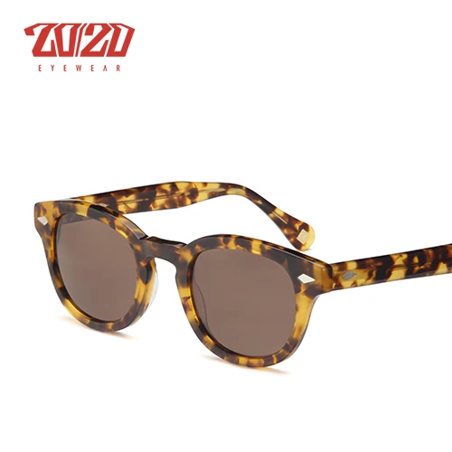 C02 Demi Brown 20/20 Новые Поляризованные Солнцезащитные Очки Мужчины Женщины Марка Ацетат Круглые Солнцезащитные Очки Вождения Тени Унисекс Очки cuculos AT8004 - Цвет линз: C02 Demi Brown