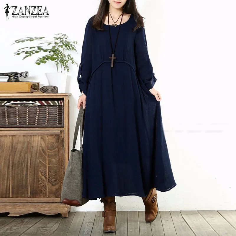 Модное осеннее платье 2020 женские винтажные повседневные свободные длинные