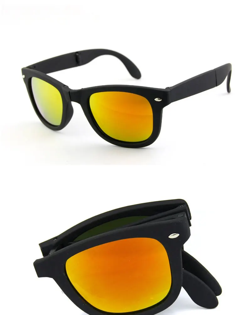RBRARE Foldable Sunglasses With Box Vintage Classic Sun Glasses Men Shopping Travel Colorful UV400 Lunette De Soleil Femme