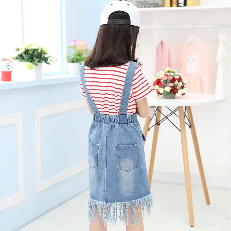 Детское повседневное модное платье на подтяжках для девочек сезон