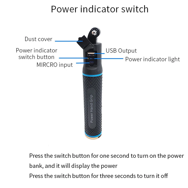 Внешний аккумулятор Power Hand Grip селфи-Палка с держателем на выходе Usb для