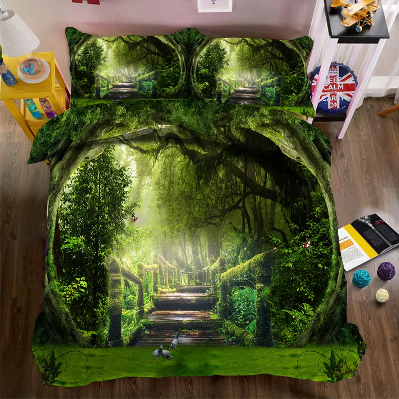 Набор постельного белья Morden 3D Green jungle пододеяльник двуспальный двойной размер
