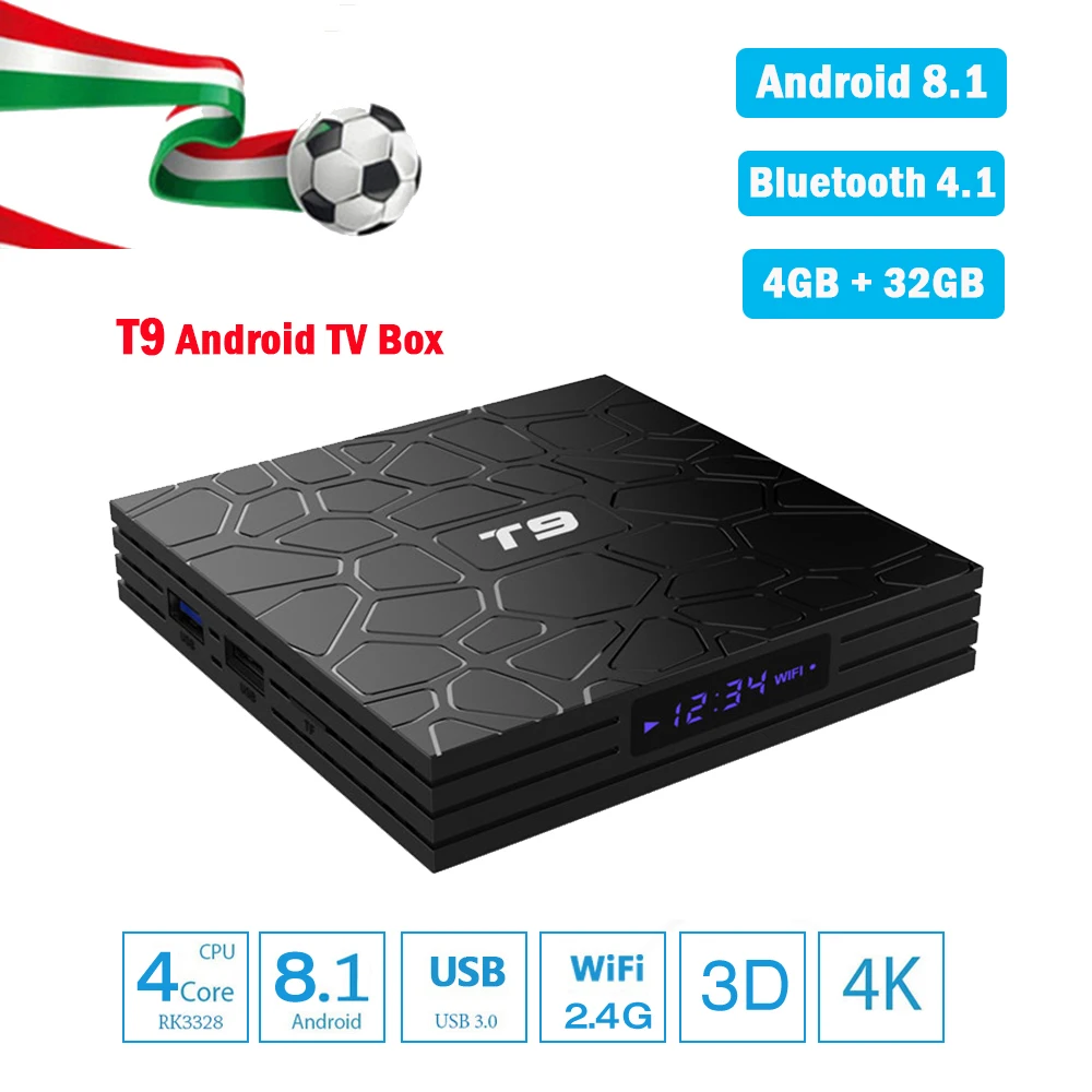 T9 4 Гб оперативной памяти 32 встроенной RK3328 ядра Смартфон Android 8 1 ТВ коробка Bluetooth4.0