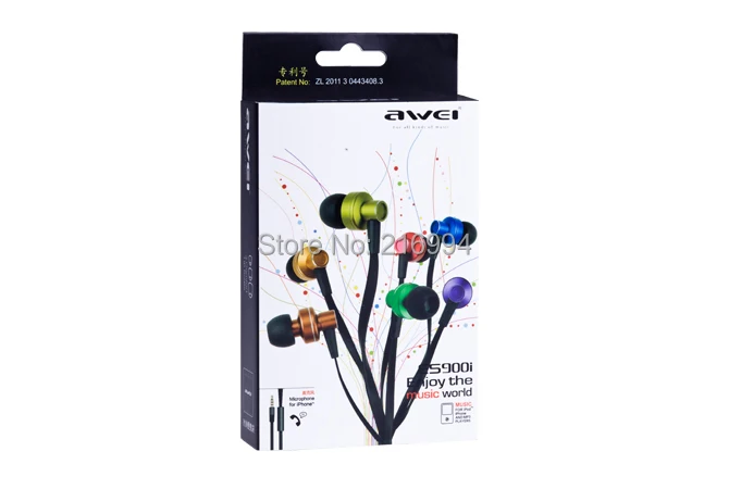 Подлинная AWEI ES900i наушники-вкладыши для IPhone IPod Samsung HTC Xiaomi Clear Bass с микрофоном